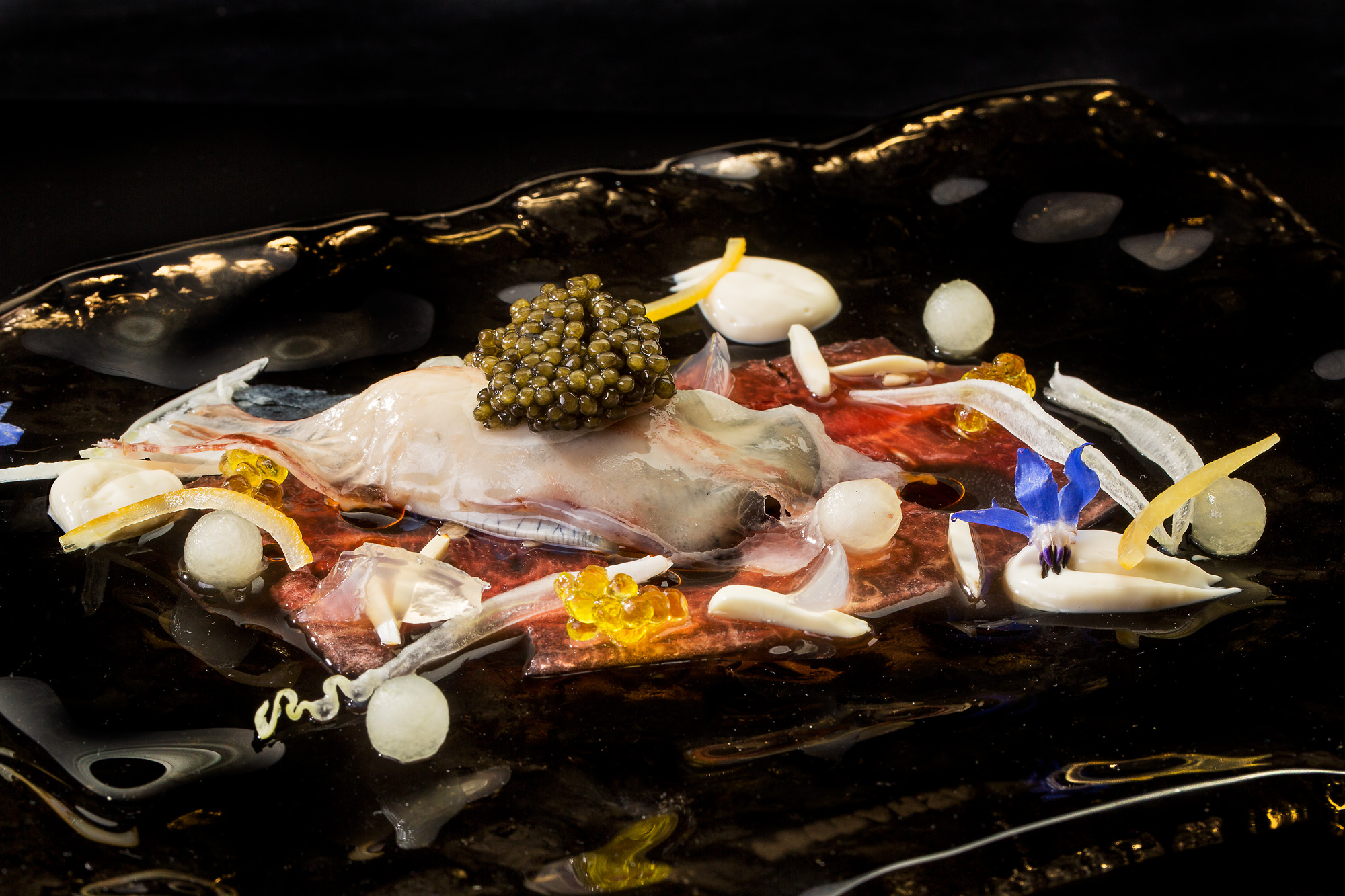 Panceta Joselito y ostras Gillardeau con sandía
