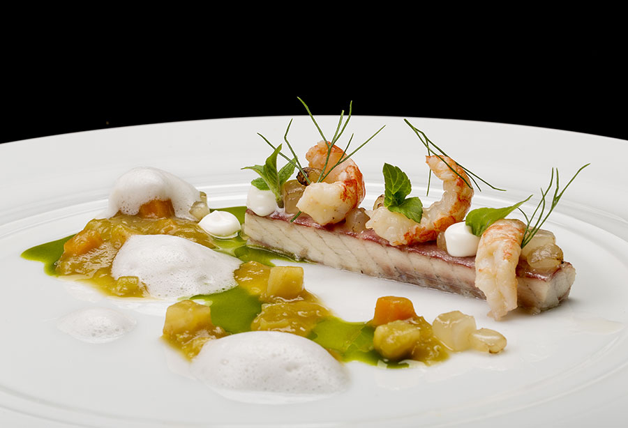 Anguila, Cangrejo de Río con Lardo Joselito y Sopa de Guisantes
