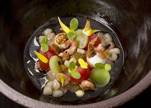 Trucha con Lardo Joselito, tomate y Lima