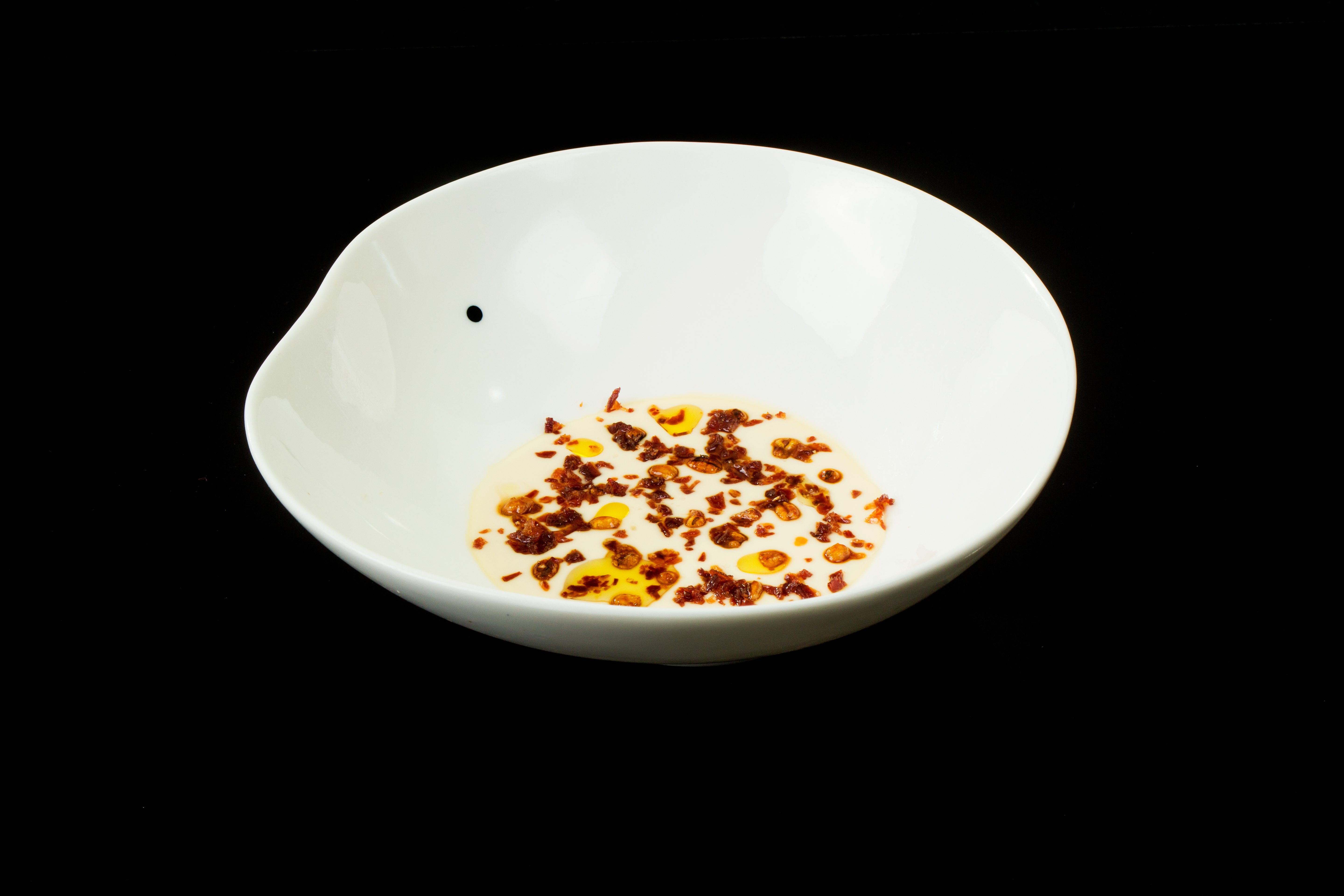 Cuajada de cebada perlada, gelatina caliente de Jamón Joselito