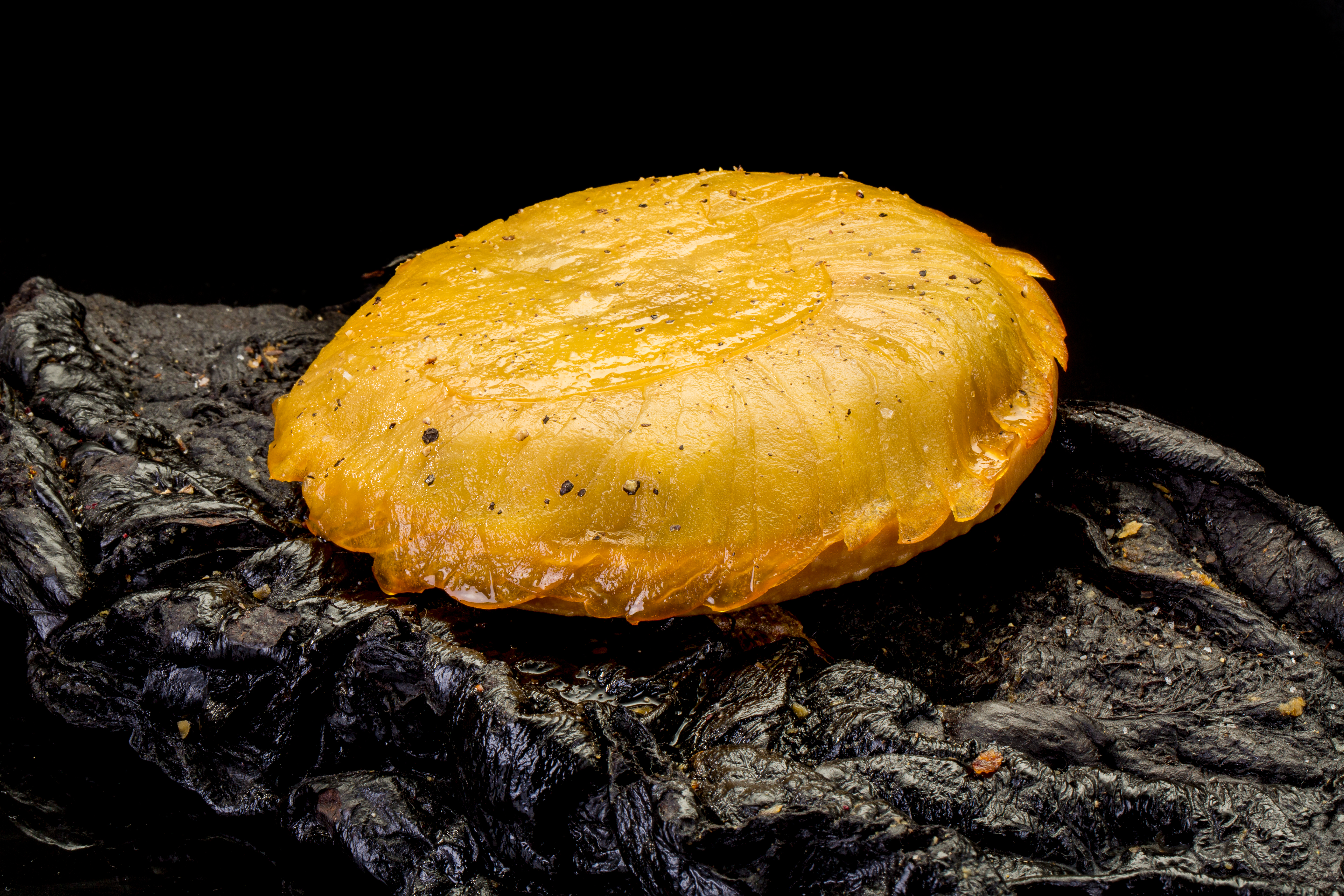 Pastel de abanico de cerdo con manzanas golden.