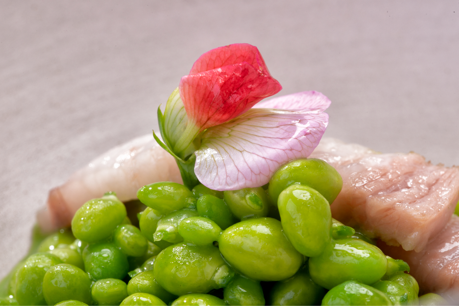 Guisantes lágrima con panceta Joselito
